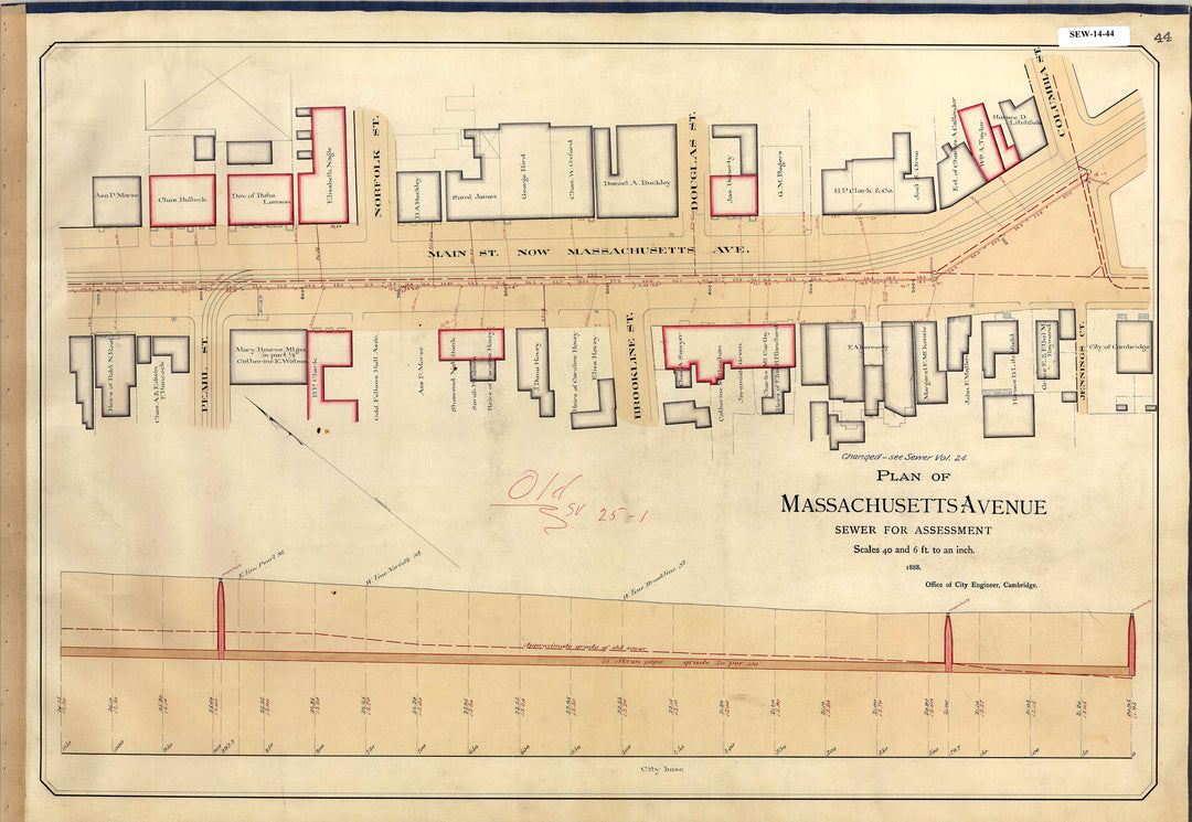 Cambridge, Massachusetts Sewers 14-44: Massachusetts Avenue 1888
