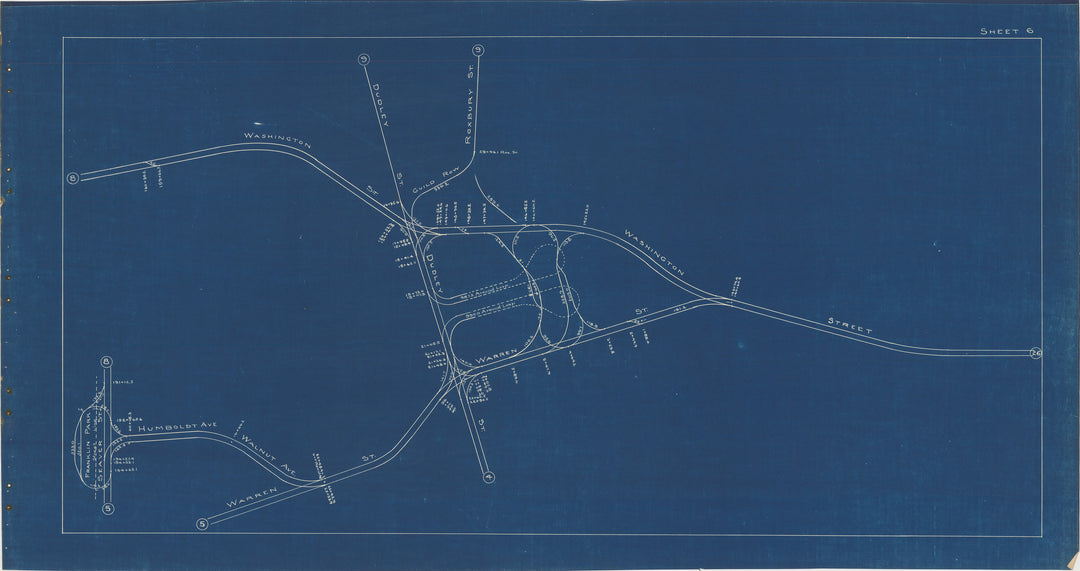 BERy Track Milage Map 1936 Plate 06: Roxbury, Massachusetts