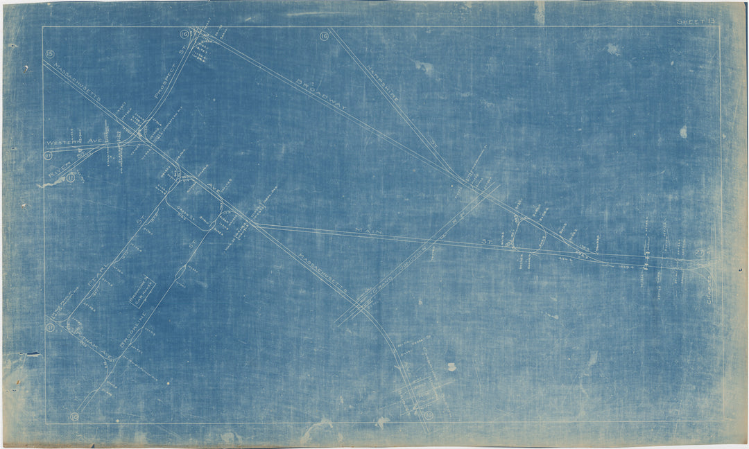 BERy Track Milage Map 1921 Plate 13: Cambridge, Massachusetts