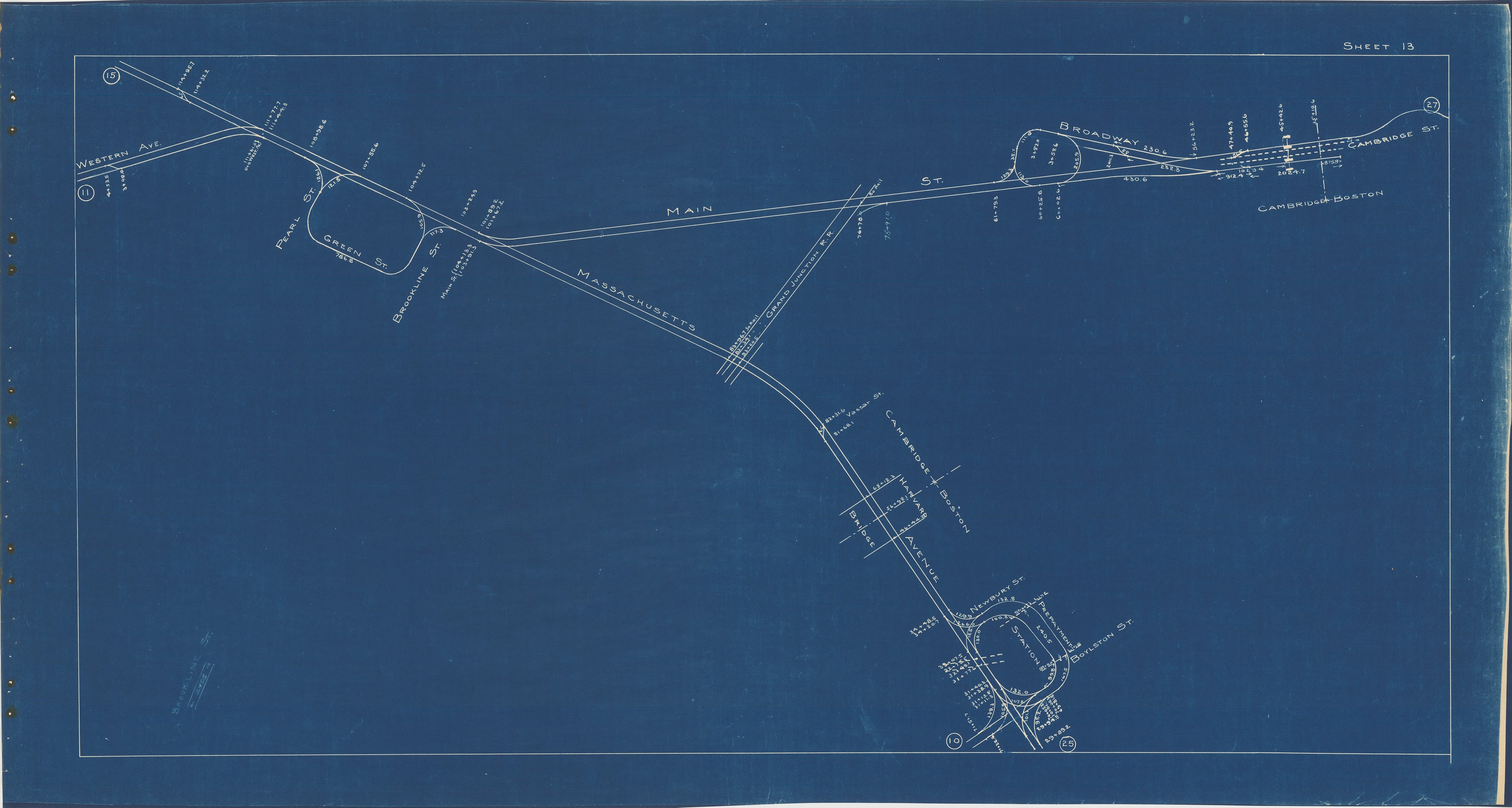 BERy Track Milage Map 1936 Plate 13: Cambridge, Massachusetts ...