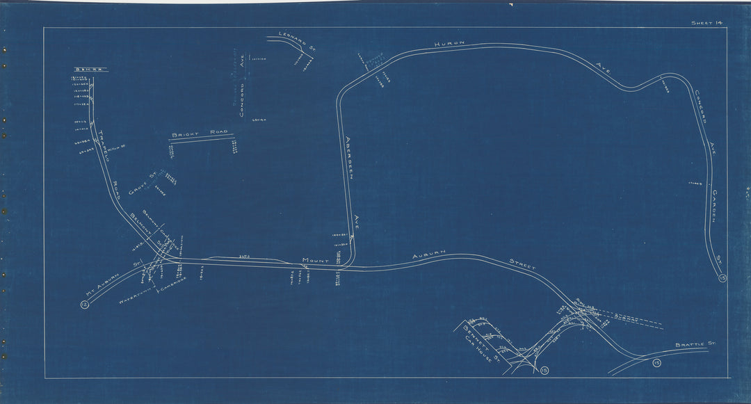 BERy Track Milage Map 1936 Plate 14: Belmont and Cambridge, Massachusetts