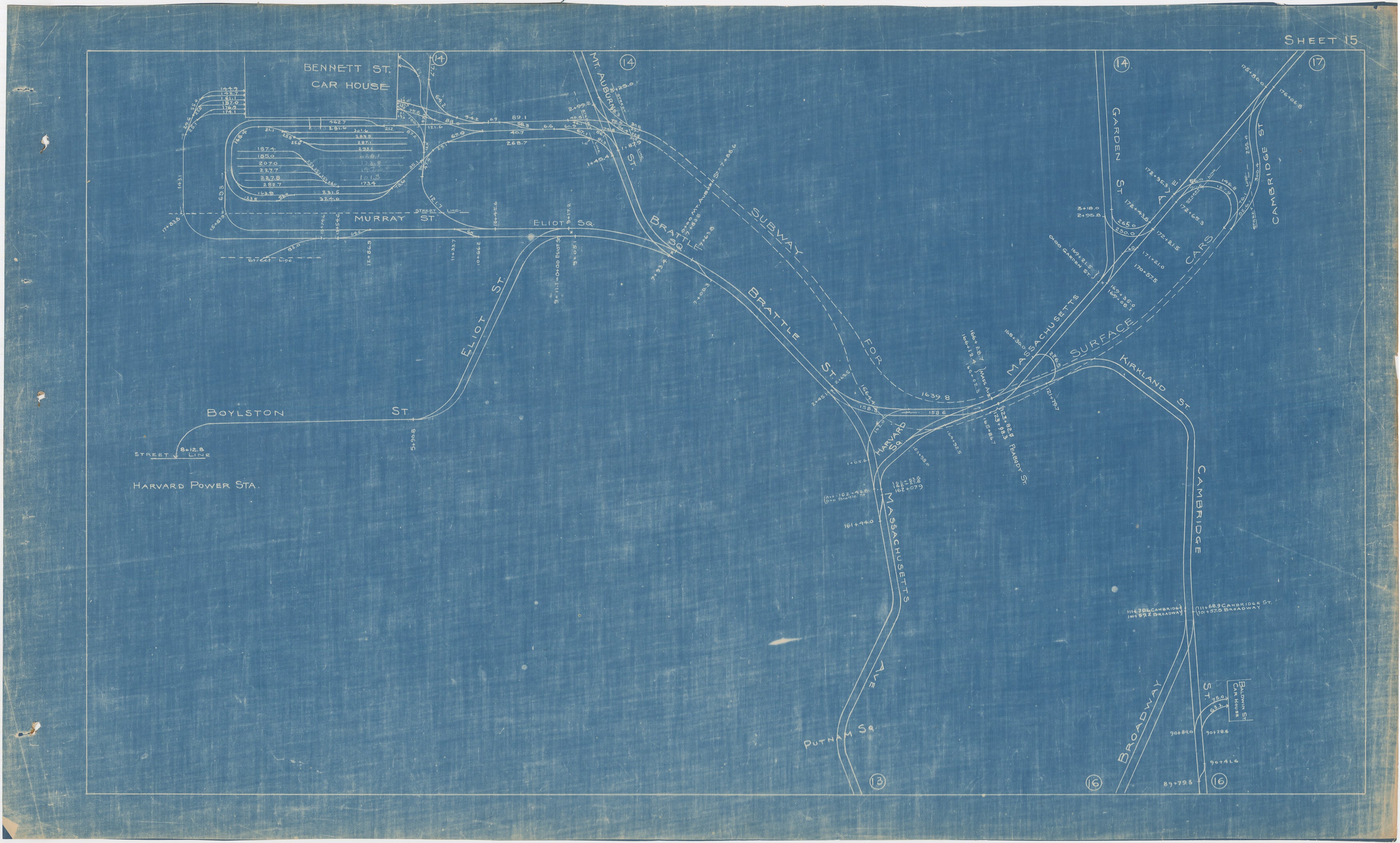 BERy Track Milage Map 1921 Plate 15: Cambridge, Massachusetts ...