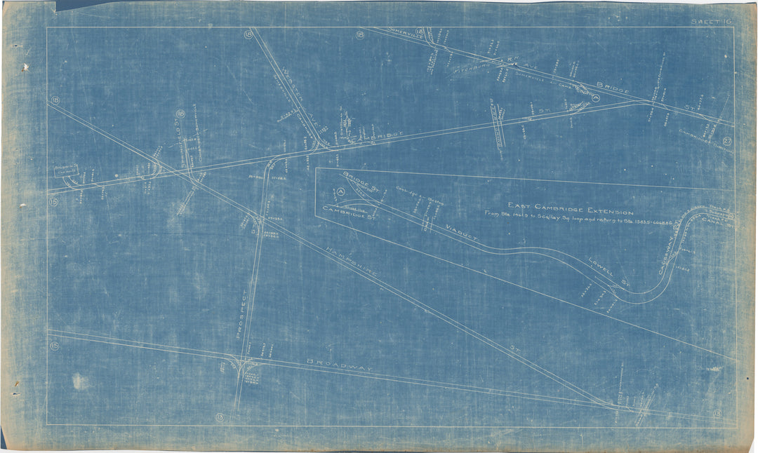 BERy Track Milage Map 1921 Plate 16: Cambridge, Massachusetts