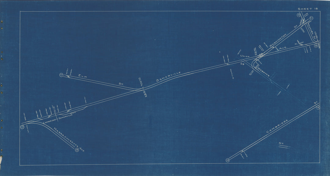BERy Track Milage Map 1936 Plate 18: Somerville, Massachusetts