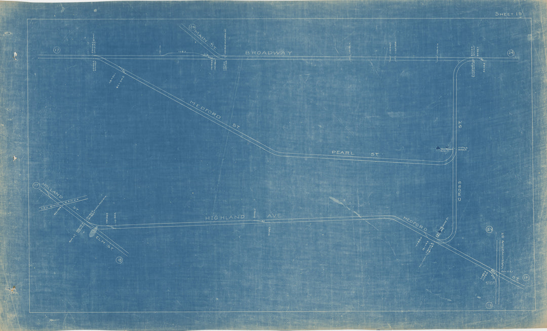 BERy Track Milage Map 1921 Plate 19: Somerville, Massachusetts
