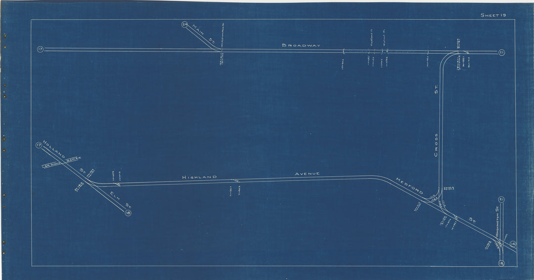BERy Track Milage Map 1936 Plate 19: Somerville, Massachusetts