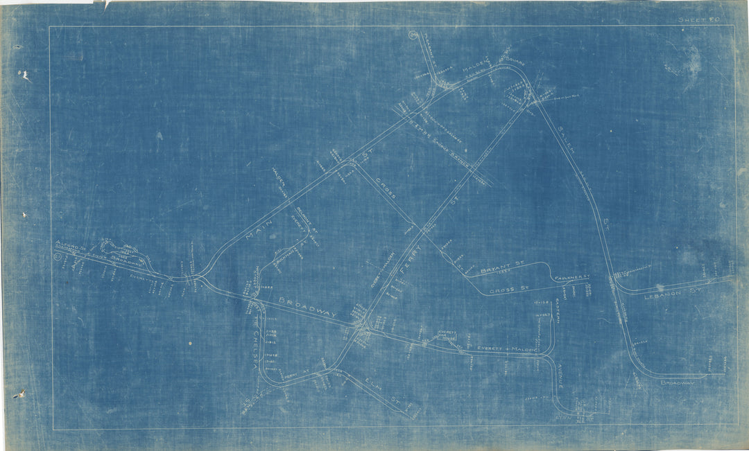 BERy Track Milage Map 1921 Plate 20: Everett and Malden, Massachusetts