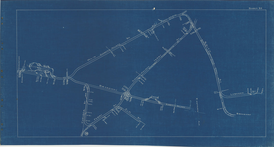 BERy Track Milage Map 1936 Plate 20: Everett and Malden, Massachusetts