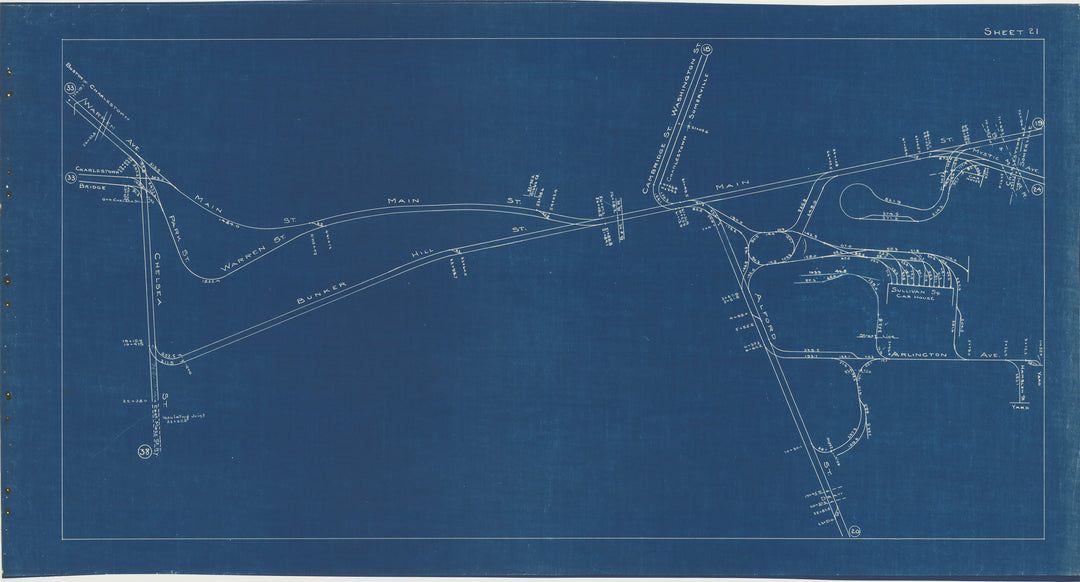 BERy Track Milage Map 1936 Plate 21: Charlestown, Massachusetts