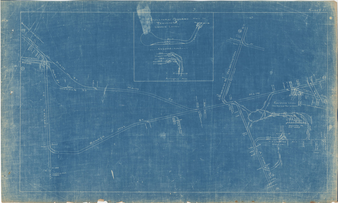 BERy Track Milage Map 1921 Plate 21: Charlestown, Massachusetts