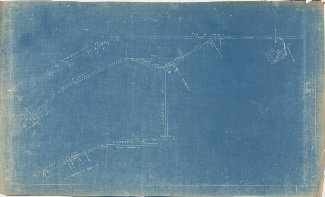 BERy Track Milage Map 1921 Plate 22: Chelsea, Massachusetts