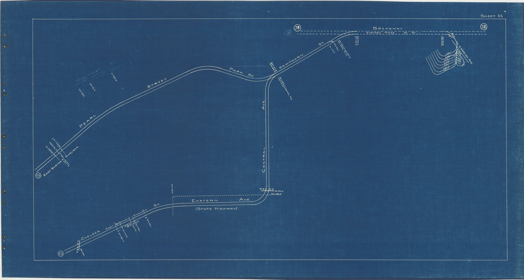 BERy Track Milage Map 1936 Plate 22: Chelsea, Massachusetts