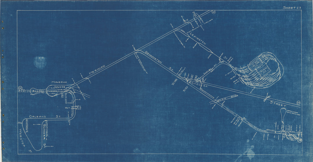 BERy Track Milage Map 1936 Plate 23: East Boston, Massachusetts