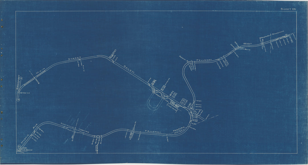 BERy Track Milage Map 1936 Plate 24: Medford and Somerville, Massachusetts