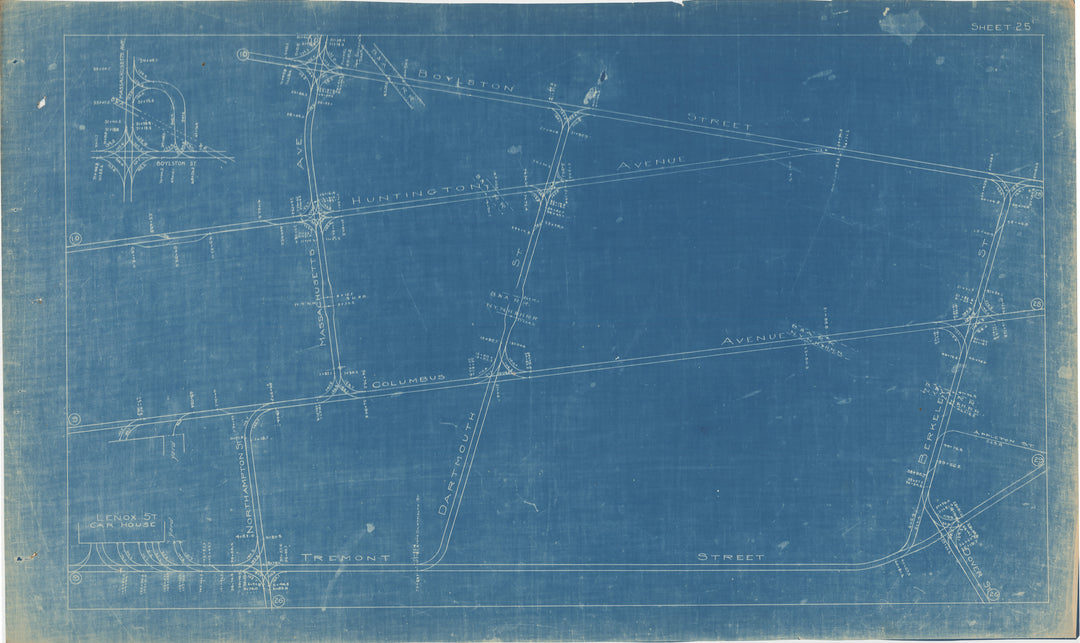BERy Track Milage Map 1921 Plate 25: Boston and Roxbury, Massachusetts