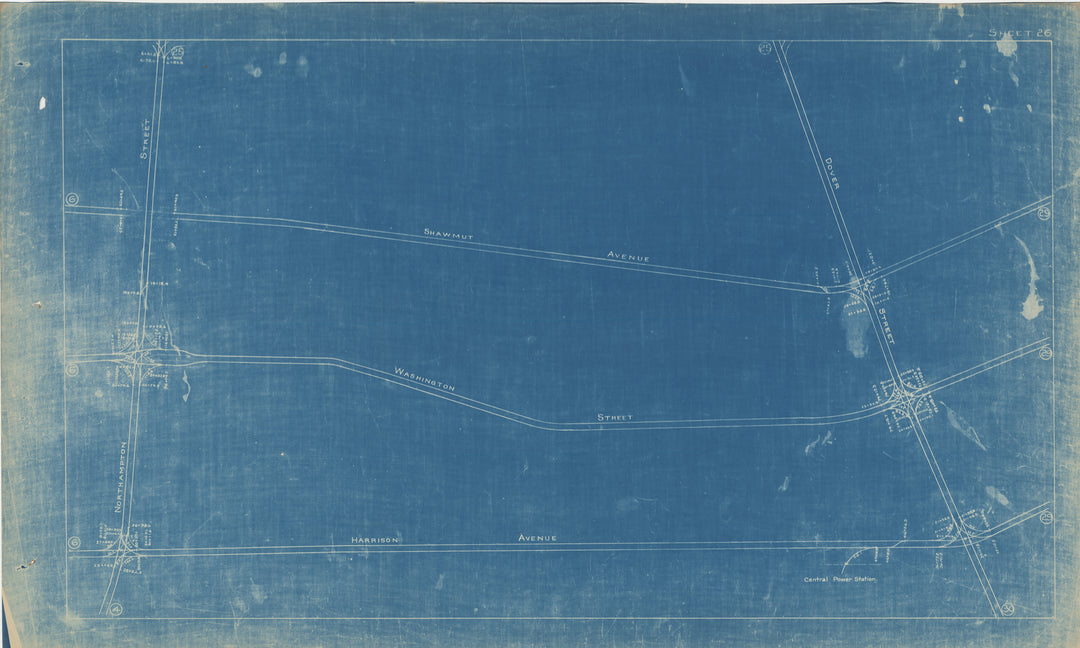 BERy Track Milage Map 1921 Plate 26: Boston and Roxbury, Massachusetts