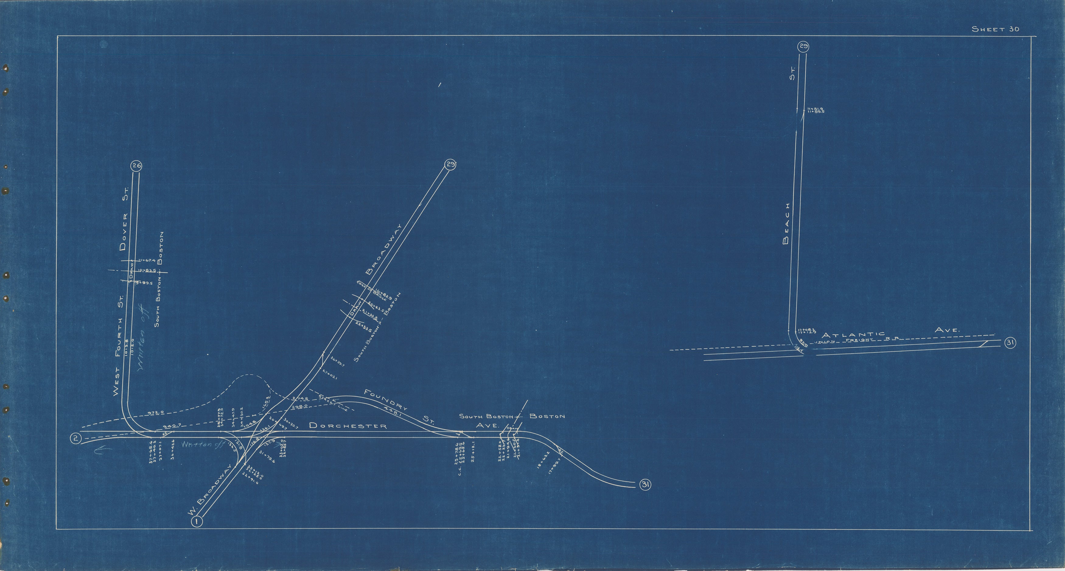 BERy Track Milage Map 1936 Plate 30: Boston and South Boston, Massachu ...