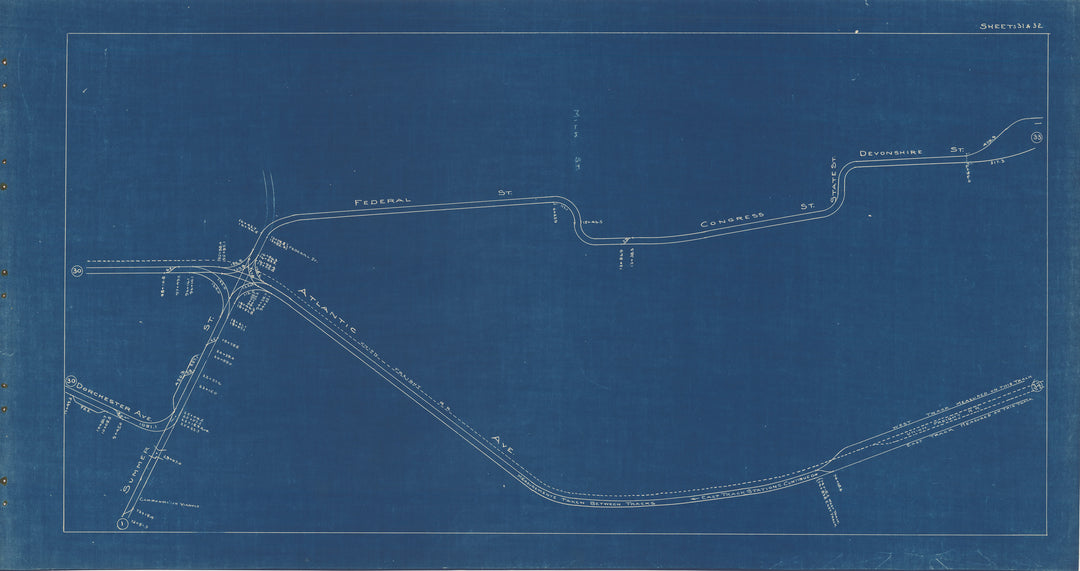 BERy Track Milage Map 1936 Plate 31-32: Boston, Massachusetts