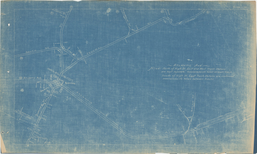 BERy Track Milage Map 1921 Plate 32: Boston, Massachusetts