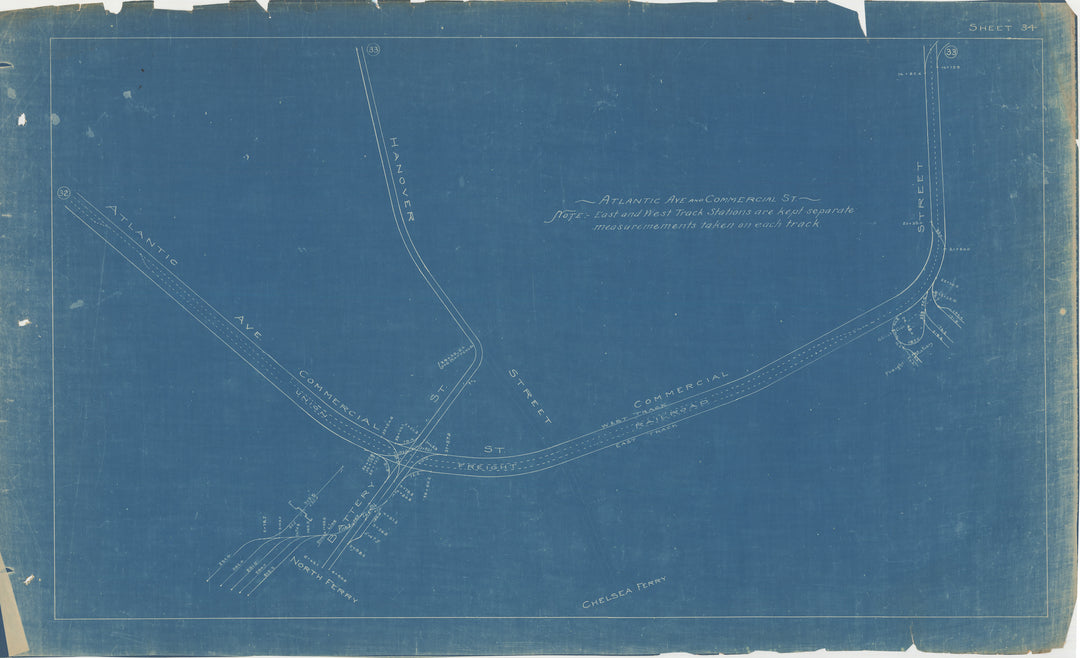 BERy Track Milage Map 1921 Plate 34: Boston, Massachusetts