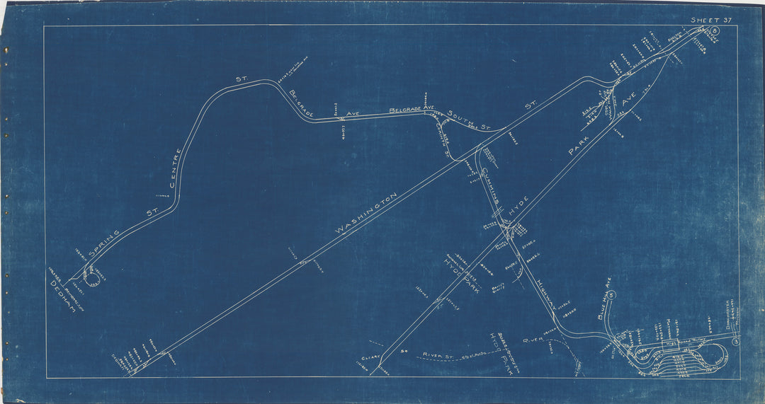 BERy Track Milage Map 1936 Plate 37: Dorchester and West Roxbury, Massachusetts