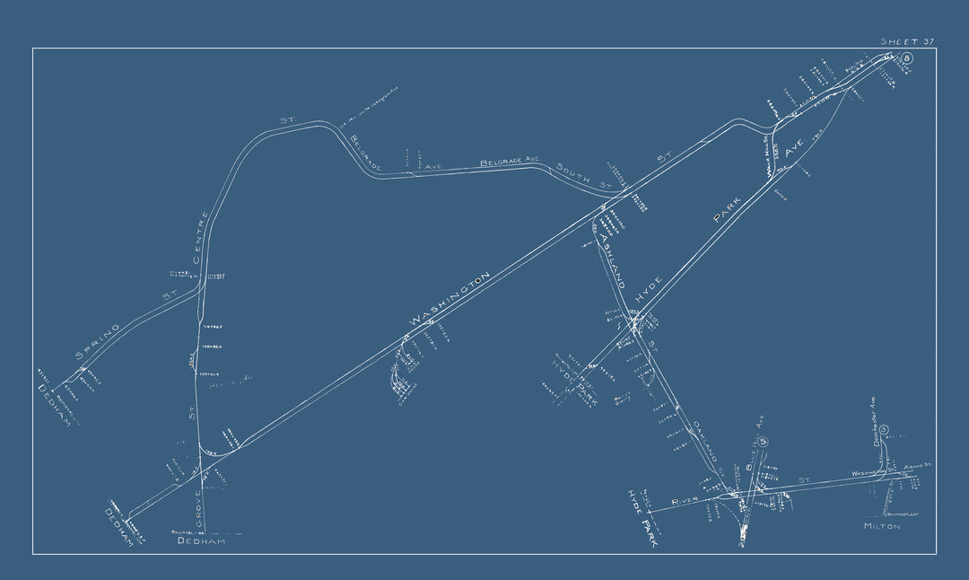 BERy Track Milage Map 1921 Plate 37: West Roxbury, Massachusetts