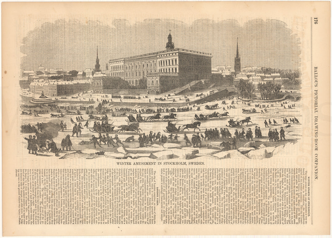 Ballou's Pictorial 1856: Winter Amusement, Stockholm, Sweden