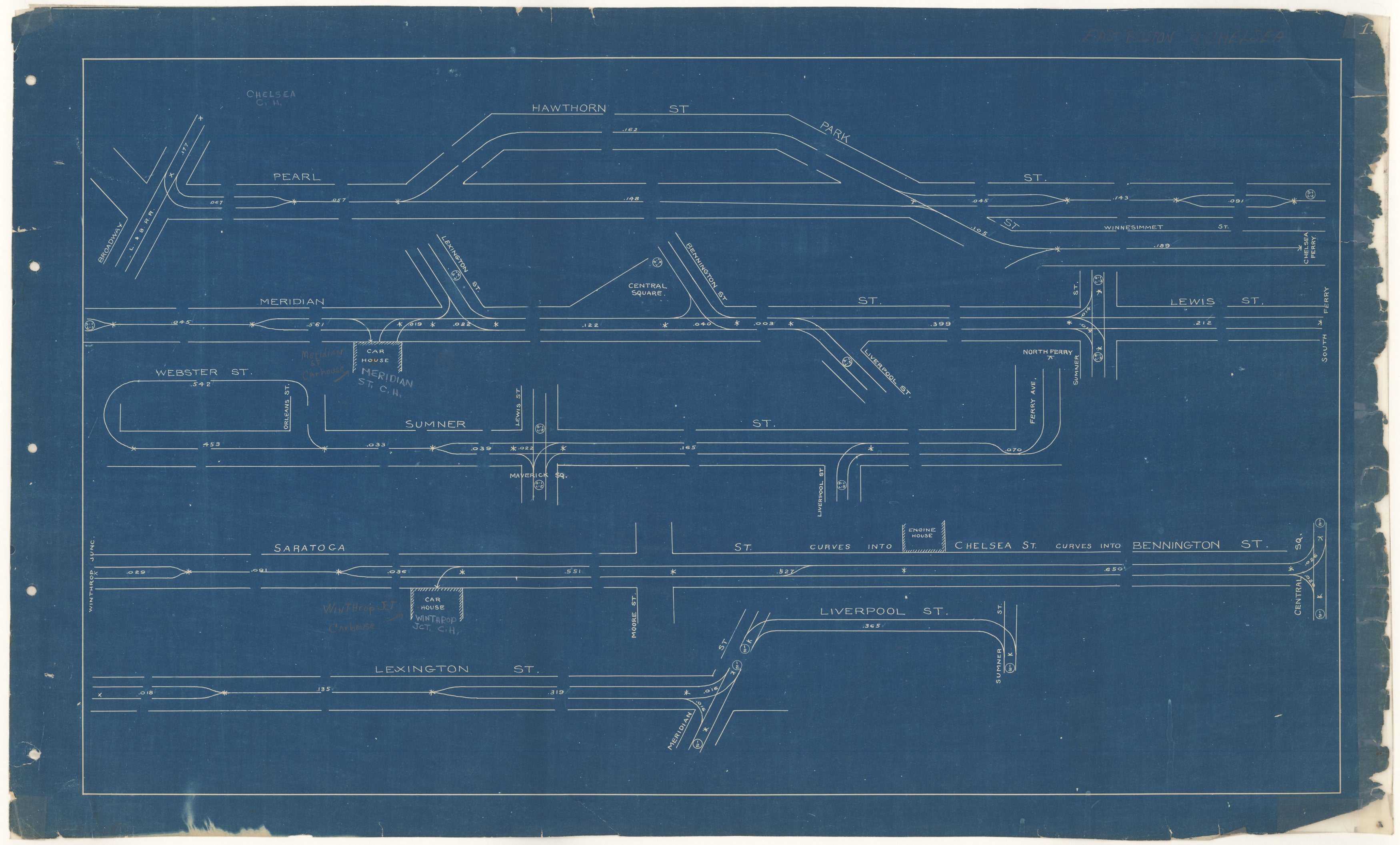 West End Track Milage Map 1892 Plate 01: East Boston, Massachusetts ...