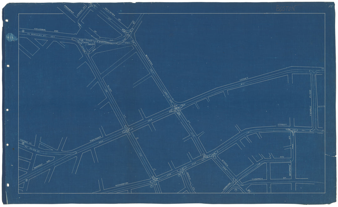 West End Track Milage Map 1892 Plate 15: Boston, Massachusetts
