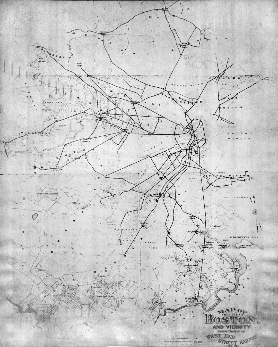 West End Street Railway Co. (Boston) System Map 1888