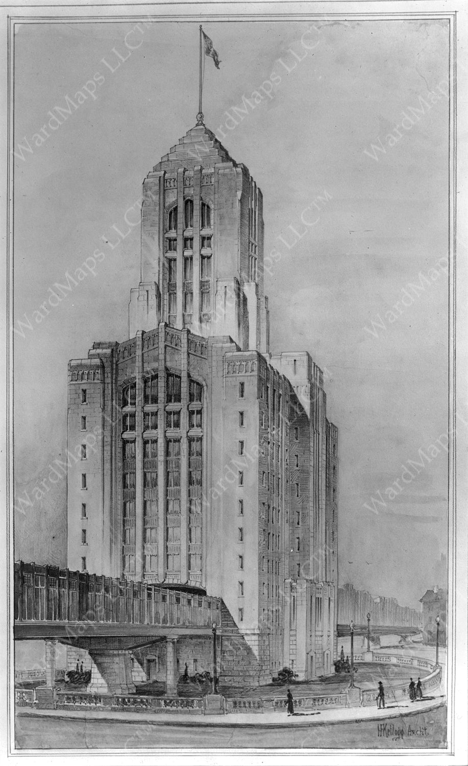 Charles Station Design Proposal, Boston, Massachusetts Circa 1930