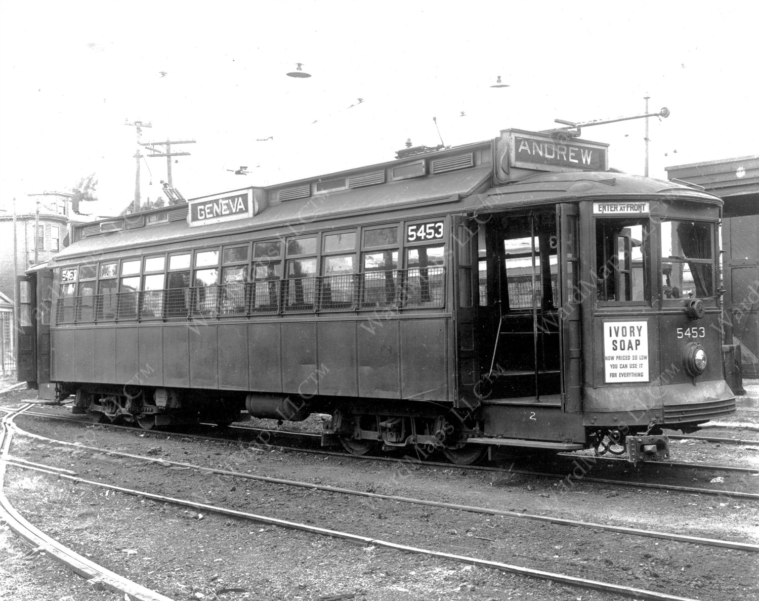 Boston Elevated Railway Co. Semi-convertible Streetcar #5453 – WardMaps LLC