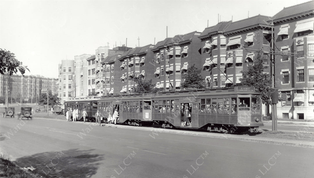 Center-entrance Streetcars on Commonwealth Avenue, Boston, Massachusetts 1927