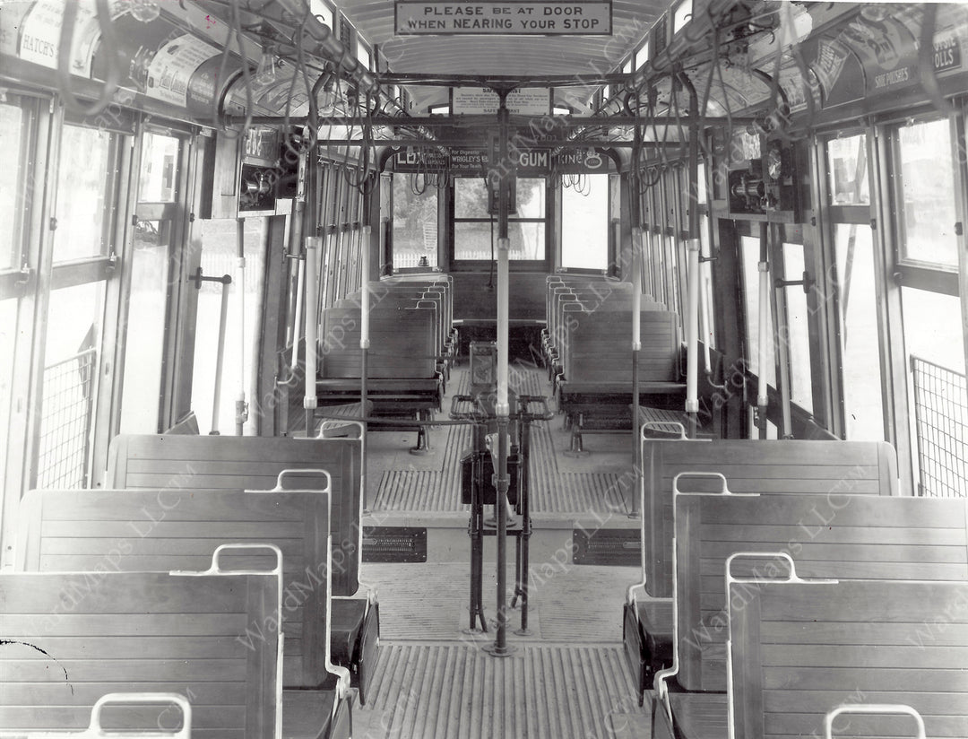 Interior of Boston Elevated Railway Co. Center-Entrance Streetcar Trailer #7001