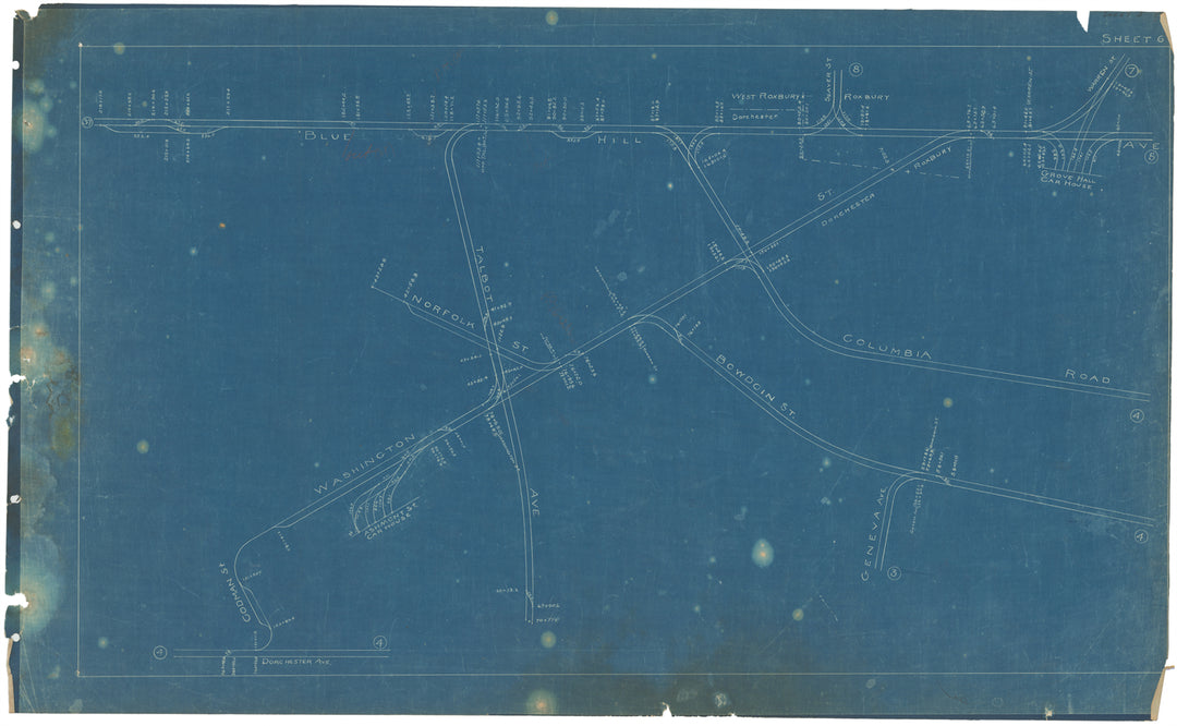 BERy Track Milage Map 1908 Plate 06: Dorchester and Roxbury, Massachusetts