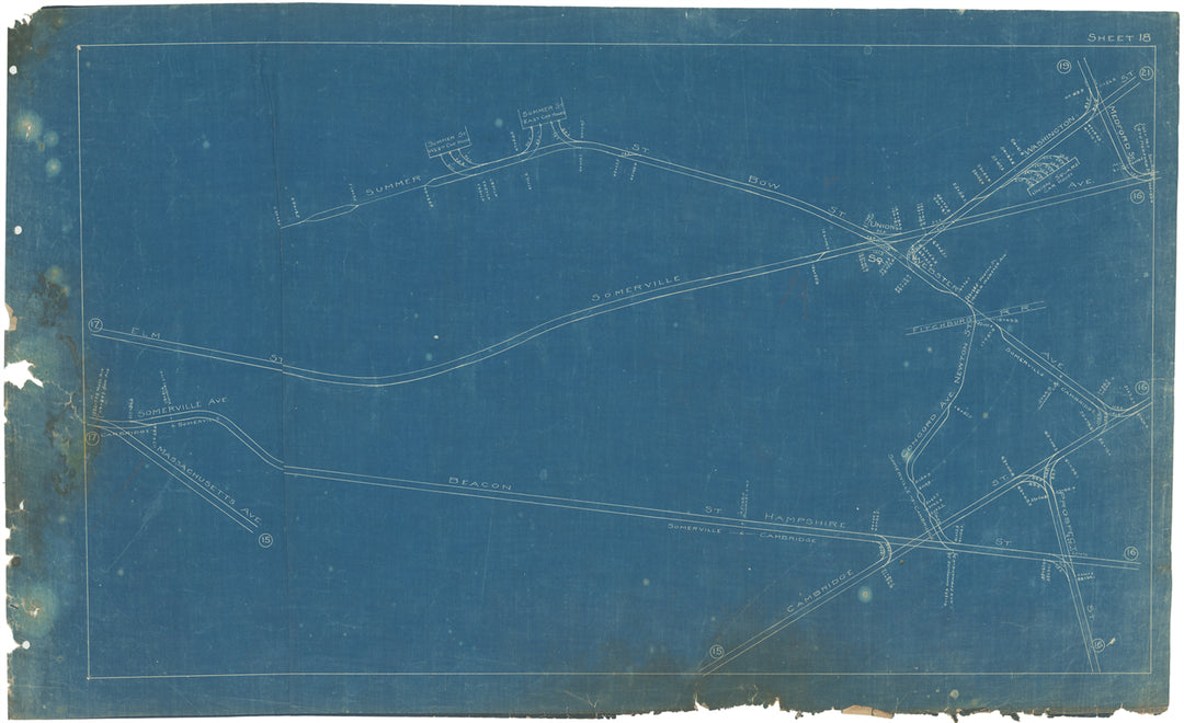 BERy Track Milage Map 1908 Plate 18: Somerville, Massachusetts