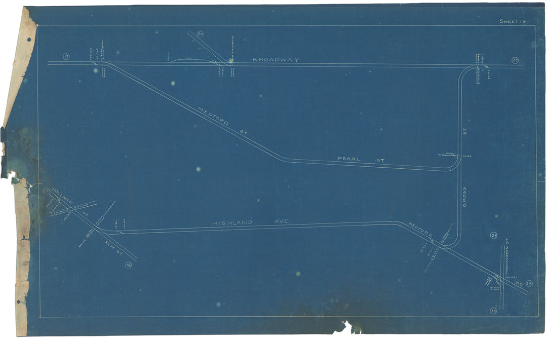 BERy Track Milage Map 1908 Plate 19: Somerville, Massachusetts