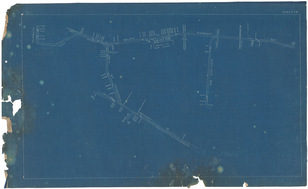 BERy Track Milage Map 1908 Plate 24: Medford and Somerville, Massachusetts