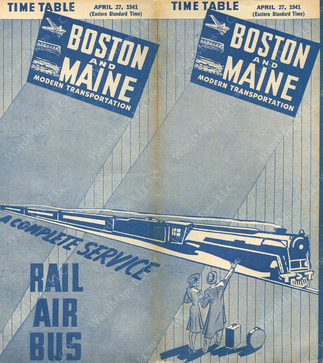 Boston & Maine Railroad Timetable Cover "Rail Air Bus", April 27, 1941