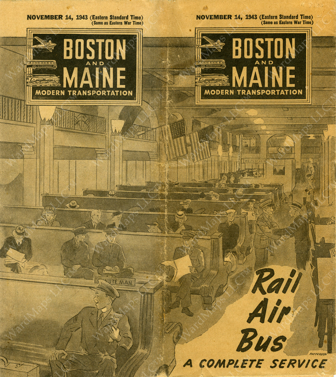 Boston & Maine Railroad Timetable Cover "Rail Air Bus", November 14, 1943