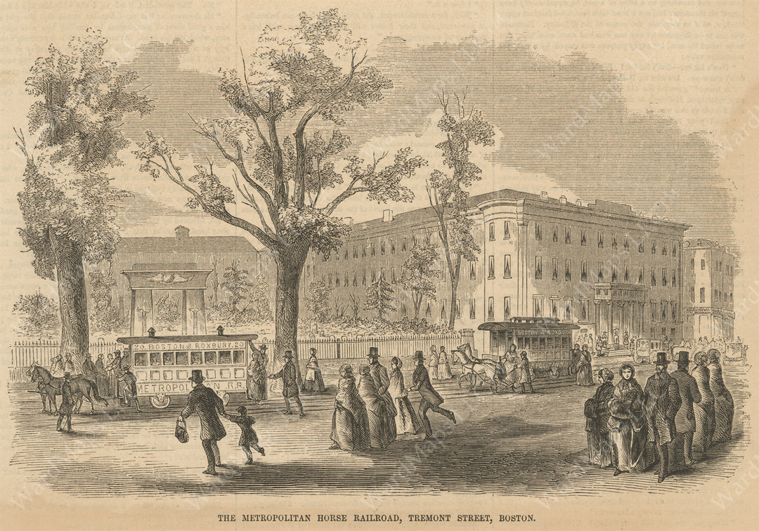 Horsecars on Tremont Street, Boston, Massachusetts 1856