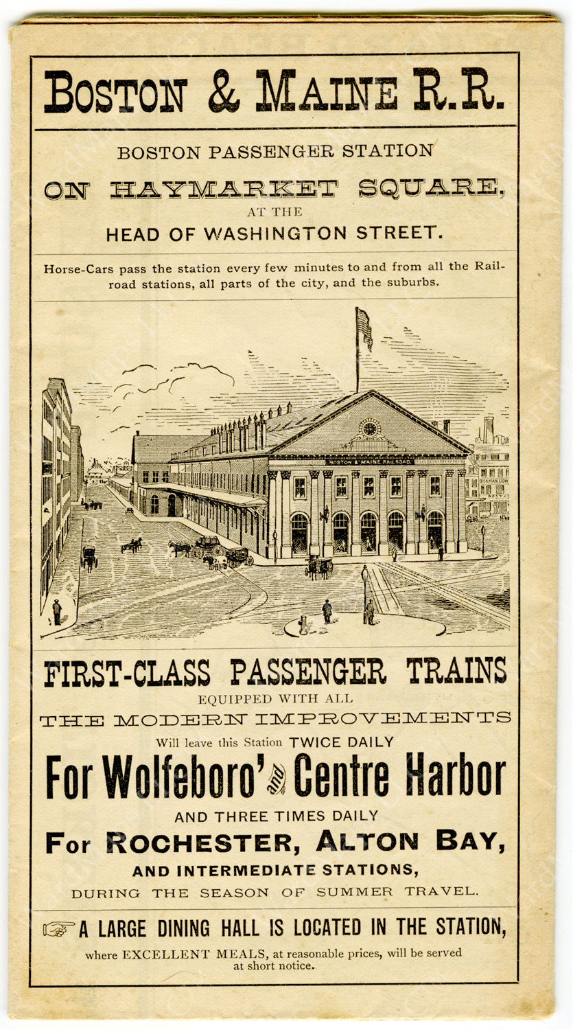 Boston & Maine Railroad Print Advertisement 1852