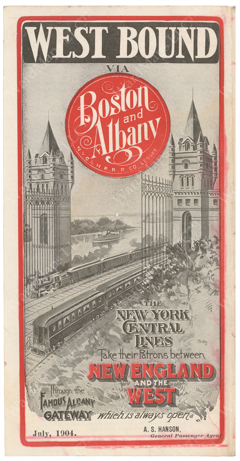 Boston & Albany Railroad Timetable Cover "Westbound" 1904
