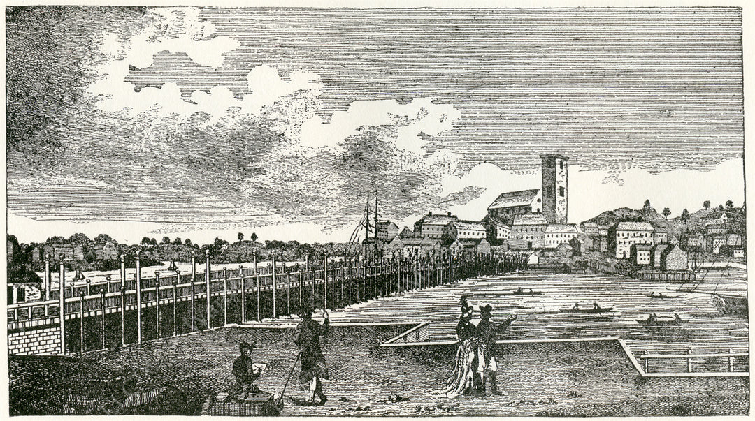 Charles River Bridge, Charlestown and Boston, Massachusetts 1789