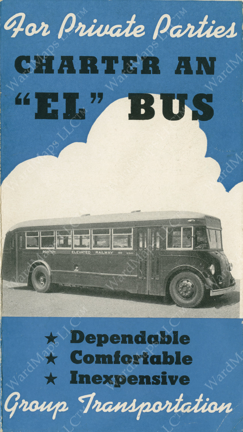 Boston Elevated Railway Co. (Massachusetts) Charter Bus Brochure Circa 1930s: Cover
