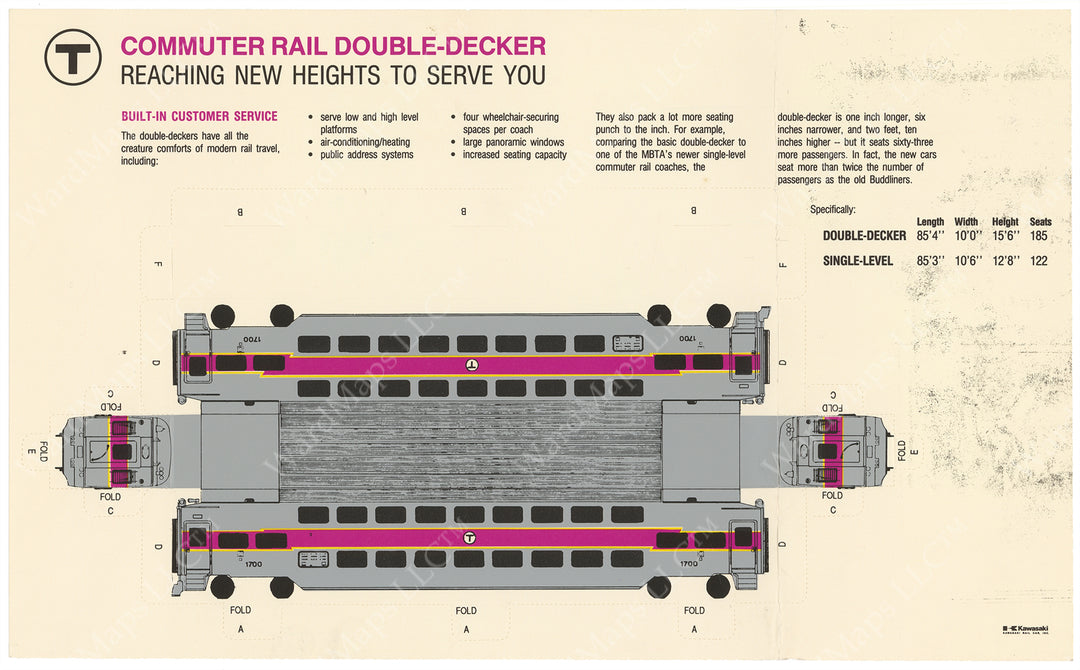 MBTA Bi-Level Commuter Rail Coach Promotional Print 1990