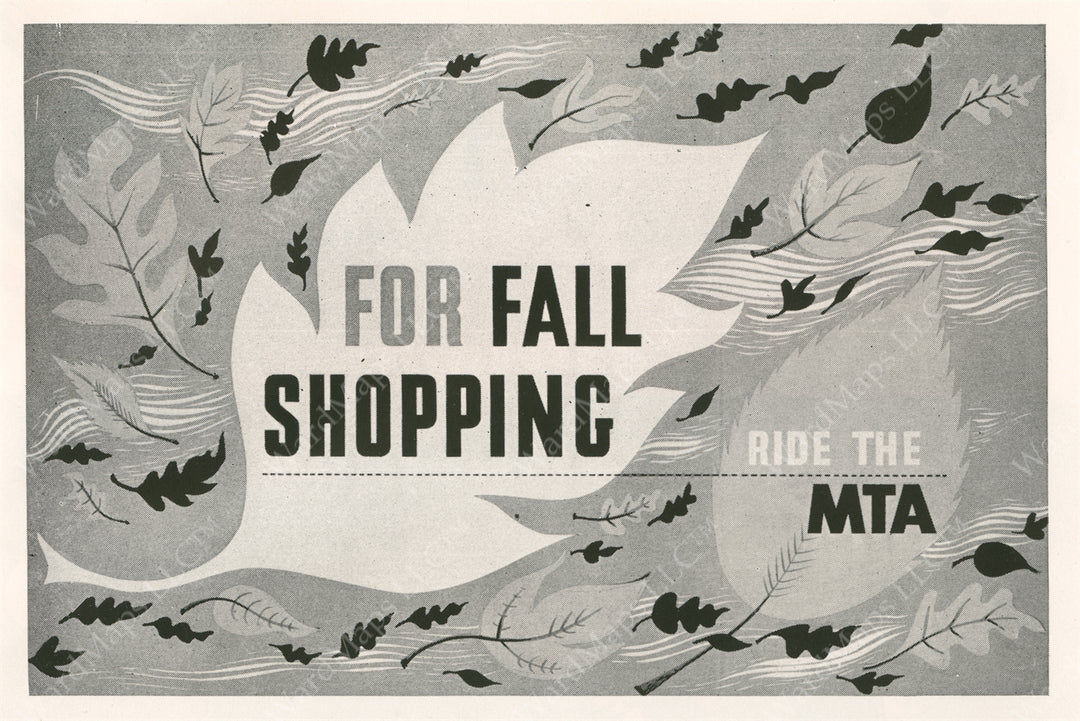 MTA (Boston, Massachusetts) Advertisement Graphic 1952: Fall Shopping