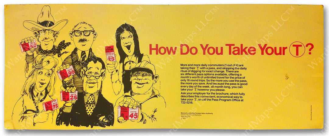 Car Card Advertisement for MBTA Passes, 1978