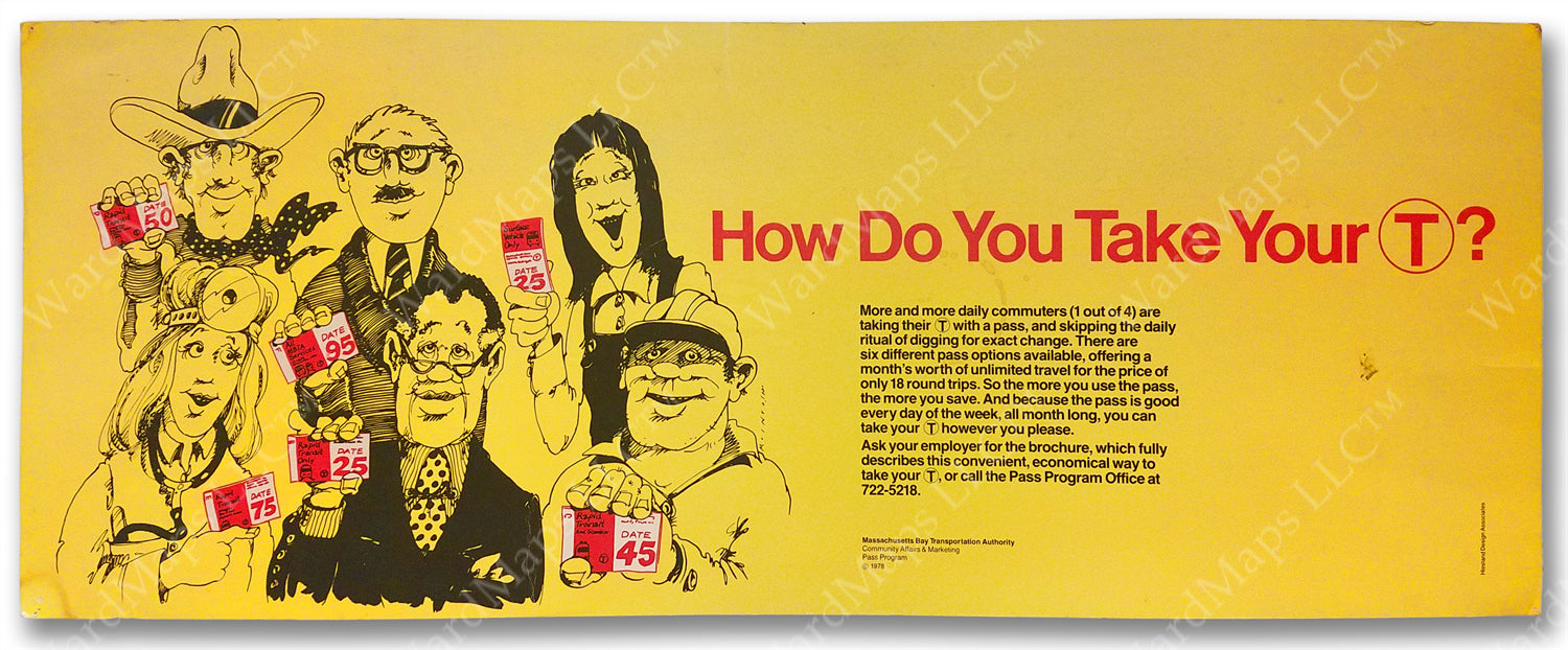 Car Card Advertisement for MBTA Passes, 1978