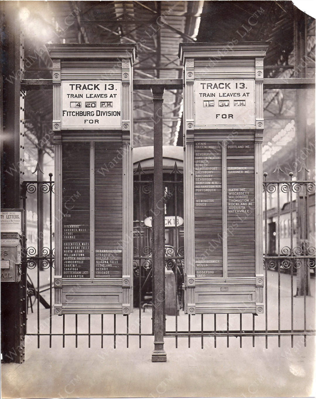 Boston (North) Union Station Track 13 Departure Boards, Massachusetts 1914